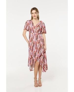 Liquorish Paisley Wrap Midi Dress - Red