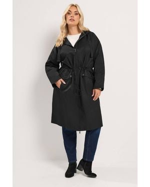 Yours Lightweight Longline Parka Jacket - Black