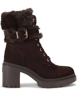 Carvela Kurt Geiger 'Boulder Fur Lace Up' Suedette Boots - Brown