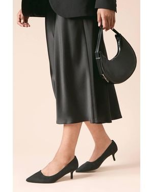 Dorothy Perkins Wide Fit Dove Faux Suede Kitten Heel Court Shoes - Black