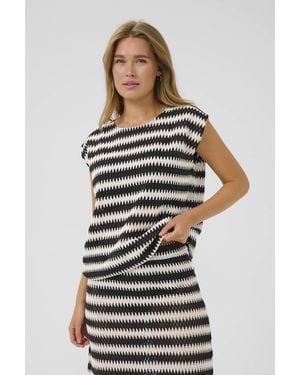 Kaffe Kamolin Crew Neck Short Sleeve Blouse - Black