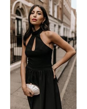Little Mistress Halter Neck Keyhole Midaxi Dress - Black