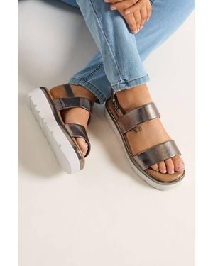 Yours Faux Leather Padded Wedge Sandals - Blue
