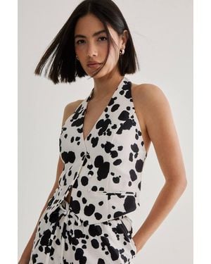 Nasty Gal Spot Print Tailored Waistcoat - White