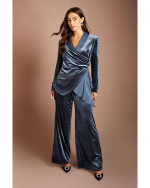 Coast Velvet Trouser With Satin Waistband - Blue