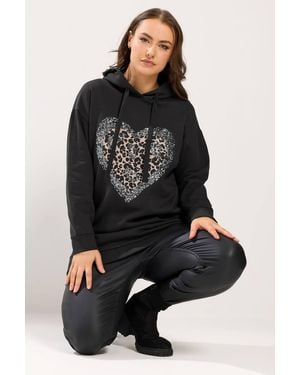 Yours Leopard Heart Sequin Hoodie - Black