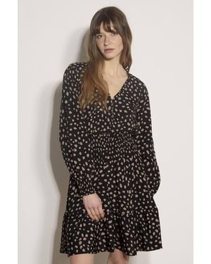 Apricot Irregular Spot Crepe Mini Dress - Black