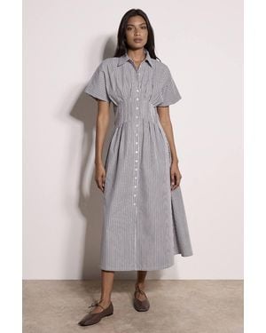 Apricot Stripe Structured Shirt Midaxi Dress - Grey