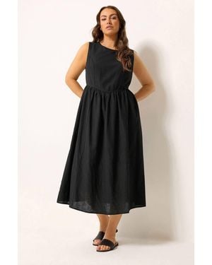 Yours Sleeveless Linen Maxi Dress - Black