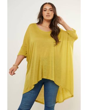Yours Dipped Hemline Top - Yellow