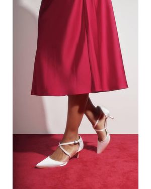 Where's That From 'Indie' Pointed Toe Kitten Heel W/ Cross Straps - Red