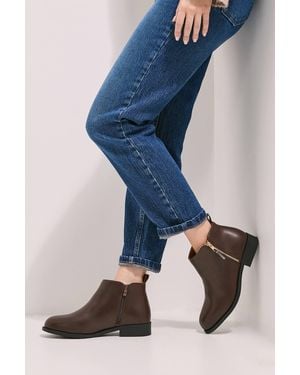 Dorothy Perkins Maddy Side Zip Flat Ankle Boots - Blue