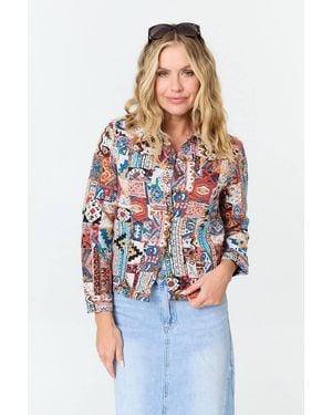Izabel London Embroidered Texture Button Front Jacket - White