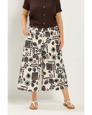 Yours Sun Print Culottes - Brown