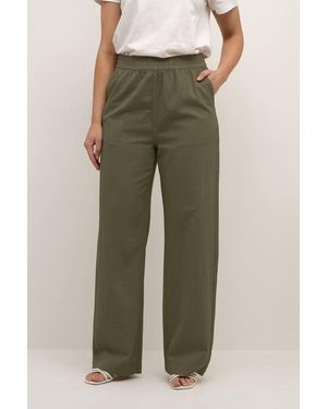 Kaffe Naya Elastic Waist Casual Wide Trousers - Green