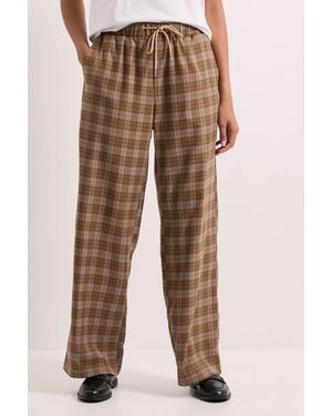Dorothy Perkins Elasticated Waist Wide Leg Stripe Trouser - Brown