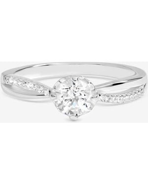 Simply Silver Sterling Plated Solitaire Engagement Ring - Metallic