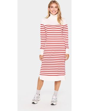 Saint Tropez Milasz Knit Rollneck Stripes Dress - Red