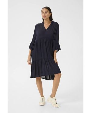 Kaffe Marianah Tiered Knee-Length Dress - Blue