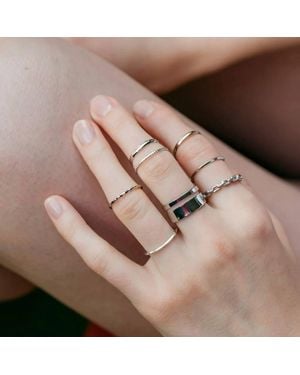 The Colourful Aura 7 Piece Multisize Band Cuff Stackable Boho Ring Set - Brown