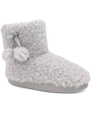 Pavers Cosy Pompom Slipper Boots - Grey