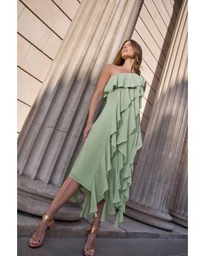 Star by Julien MacDonald One Shoulder Ruffle Tiered Dress - Green