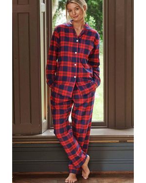 British Boxers 'Dumbarton' Tartan Brushed Cotton Pyjama Set - Red