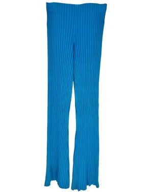 Galvan London Preloved London Rhea Ribbed-Knit Flared Trousers - Blue