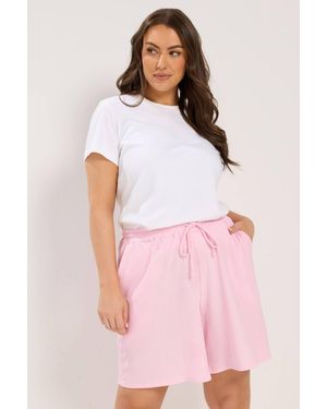 Yours Crinkle Jersey Shorts - Pink
