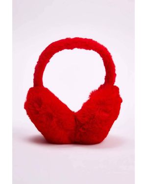 WOVCOR Faux Fur Plush Oversized Earmuffs - Red