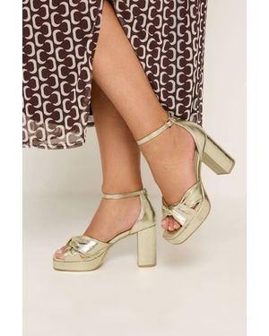 Yours Knot Detail Platform Sandals - Natural