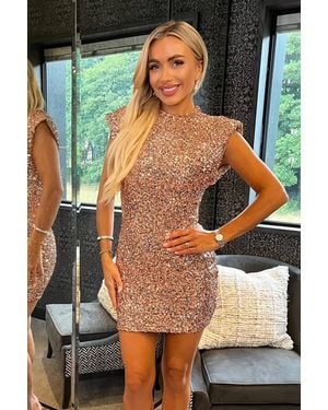 AX Paris Sequin High Neck Bodycon Mini Dress - Metallic