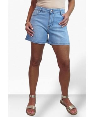 Paulo Due High Waist Loose Leg Denim Shorts - Blue