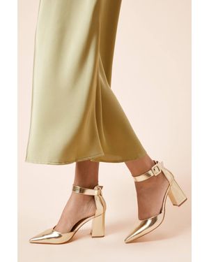Dorothy Perkins Wide Fit Echo Buckle Detail Ankle Strap Pointed Court Shoes - Natural