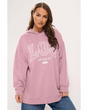 Yours Los Angeles Appliqu Hoodie - Pink