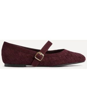 Linzi Index Faux Suede Handwoven Mary Jane Court Shoes - Purple