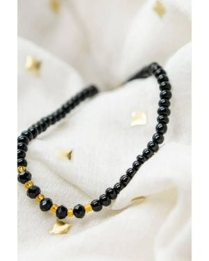 The Colourful Aura Beads Elegant Indian Mangalsutra Nazaria Tiny Beaded Bracelet - Black