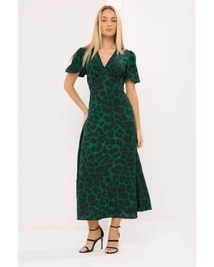 Star by Julien MacDonald Animal Print Satin Dress - Green