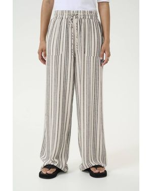 Kaffe Milia Elastic Waist Wide Leg Trousers - White