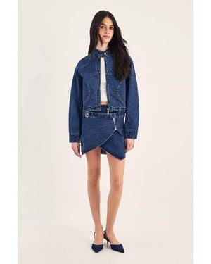 Nasty Gal Belted Denim Mini Skirt - Blue