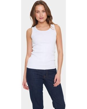 Saint Tropez Aster Slim Fit Scoop Neck Tank Top - White