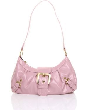 AJVANI Slouchy Shoulder Strap Buckle Grab Bag - Pink