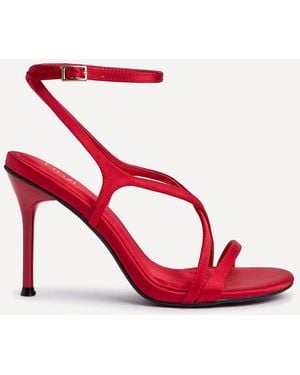 Linzi Taliya Satin Strappy Stiletto Heels - Red