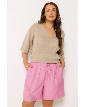 Yours Crochet Drawstring Shorts - Pink
