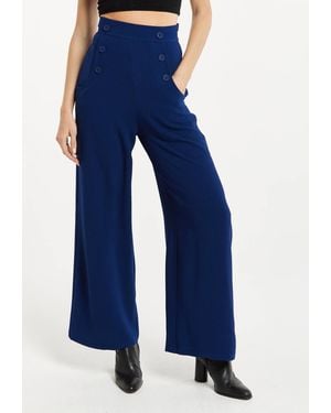 Liquorish Wide Leg Trousers - Blue