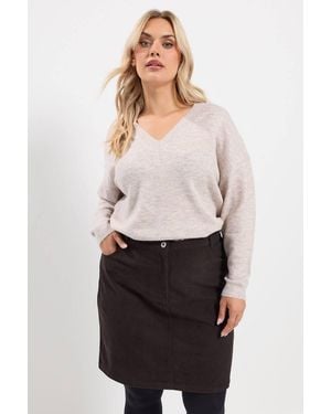 Yours Corduroy Mini Skirt - White