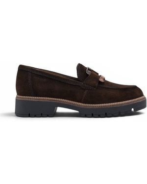 Infinity Leather Tamaris Suede Leather Loafer Casual Shoes - Black