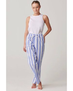 British Boxers "Boat" Stripe Crisp Cotton Pyjama Trousers - Blue