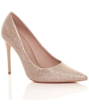 AJVANI High Heel Stiletto Pointed Toe Glitter Court Shoes - Pink