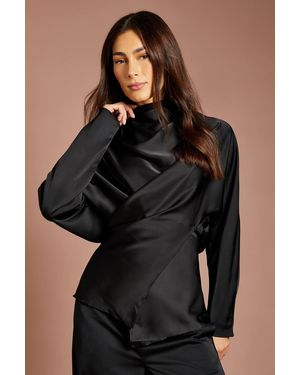 Coast Cowl Neck Long Sleeve Blouse - Black